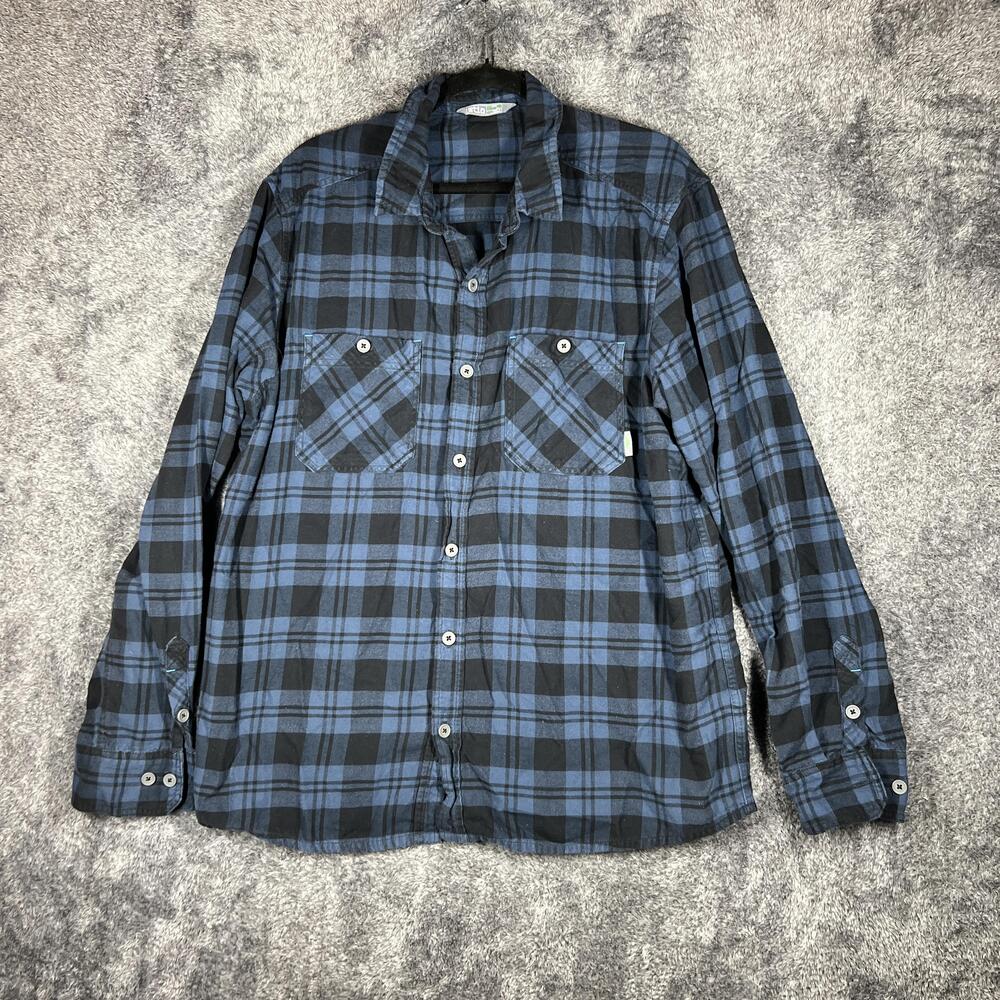 Stio Shirt Mens XL Blue Plaid Flannel Button Up Long Sleeve Cotton Casual